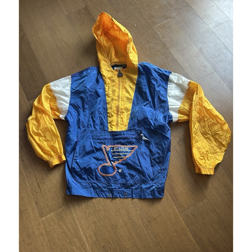 Vintage St. Louis Blues Logo Athletic Hooded Windbreaker Jacket Streetwear NHL